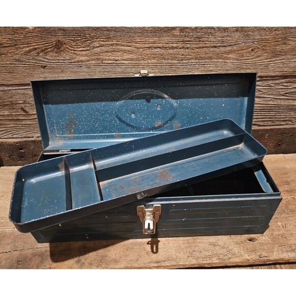 Antique/Vintage Union Steel Chest Corporarion Toolbox/Fishingbox Made In USA - Picture 7 of 11